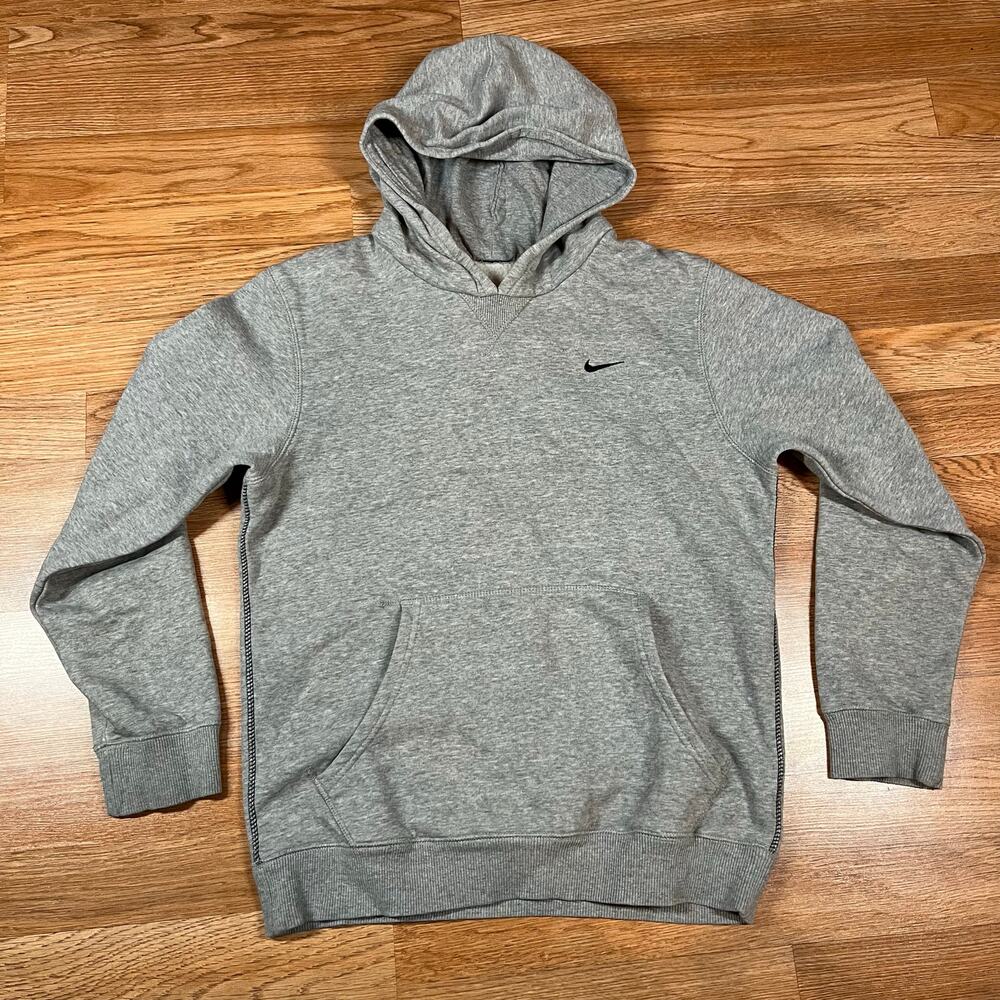 Nike Gray Pullover Hoodie Swoosh Logo Kids Sz L Preowned